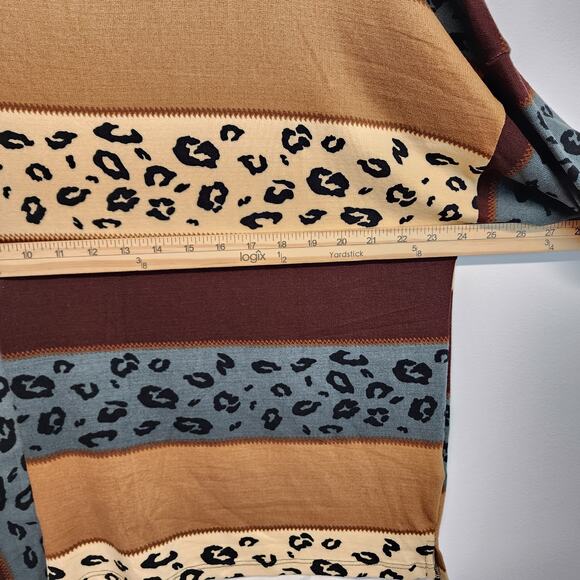 Oddy Pullover Top Size M/L Brown Leopard Colorblock Knit 3/4 Sleeve Teacher - Picture 11 of 11